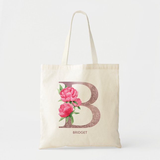 Letter B Personalized name monogram bridesmaid   Tote Bag (Front)