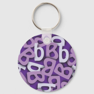 Letter B Purple Keychain