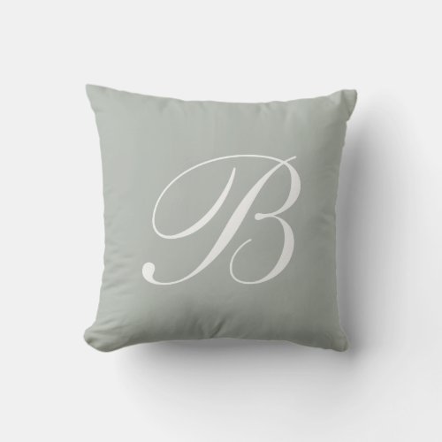 Letter B Silver Gray Monogram Pillow
