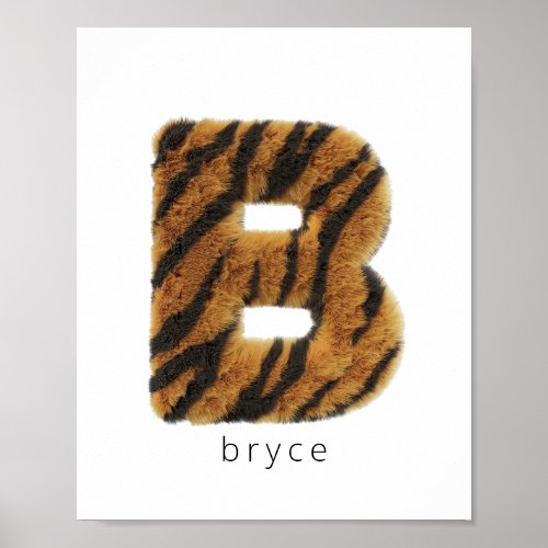 Letter B tiger fur Poster