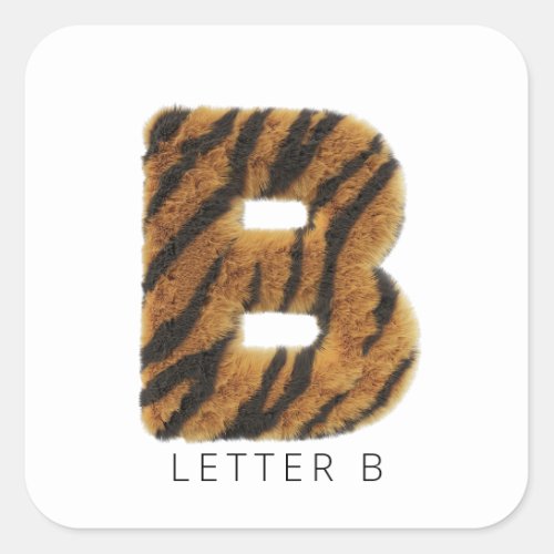 Letter B tiger fur Square Sticker