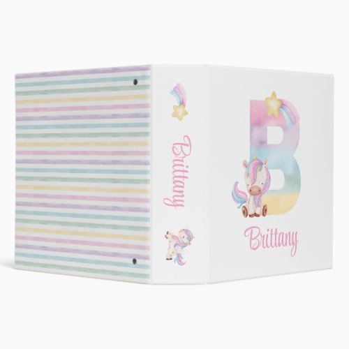 Letter B Unicorn Binder