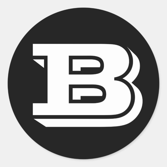 Letter B Vineta Alphabet by Janz Black Classic Round Sticker (Front)