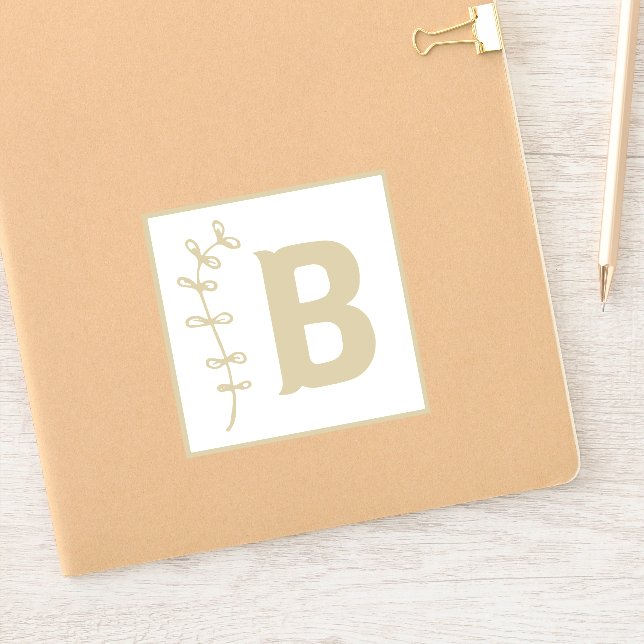 Letter B White + Neutral ABC Alphabet Baby Blocks Sticker (Notebook)