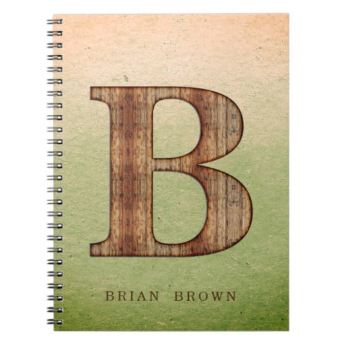 Letter B wood grain on green beige grunge Notebook