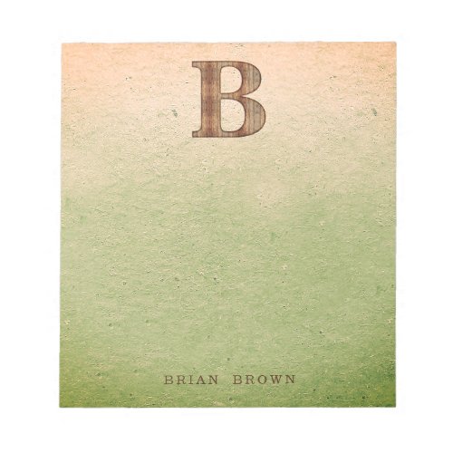 Letter B wood grain on green beige grunge Notepad