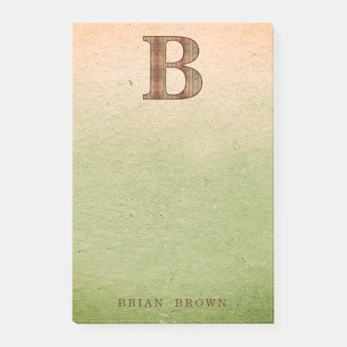 Letter B wood grain on green beige grunge Post_it Notes