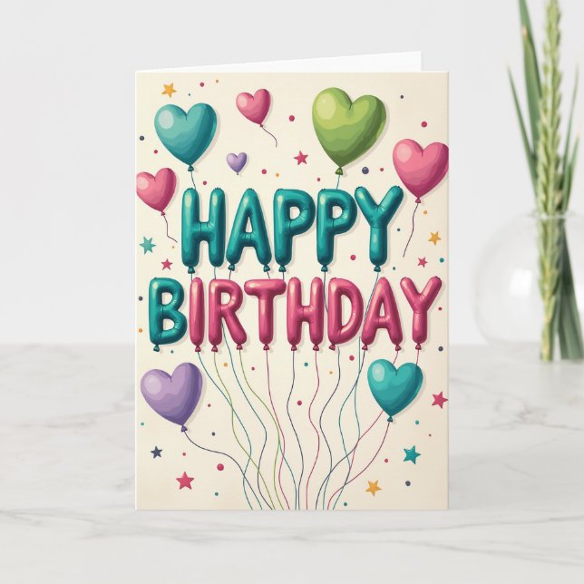 Letter Balloon Birthday Card (Front)