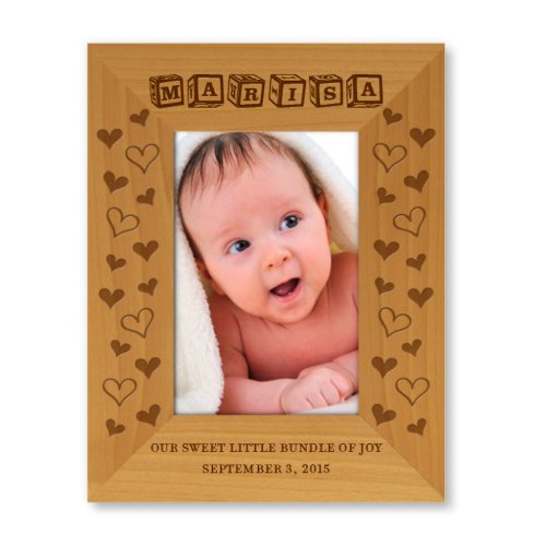 Letter Blocks and Hearts 9x7 Wooden Picture Frame
