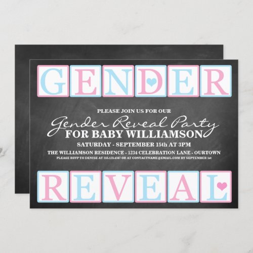 Letter Blocks Gender Reveal Party Invitation