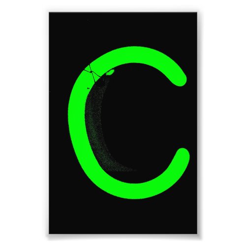 Letter C Alphabet Photography in Green Neon Photo Print