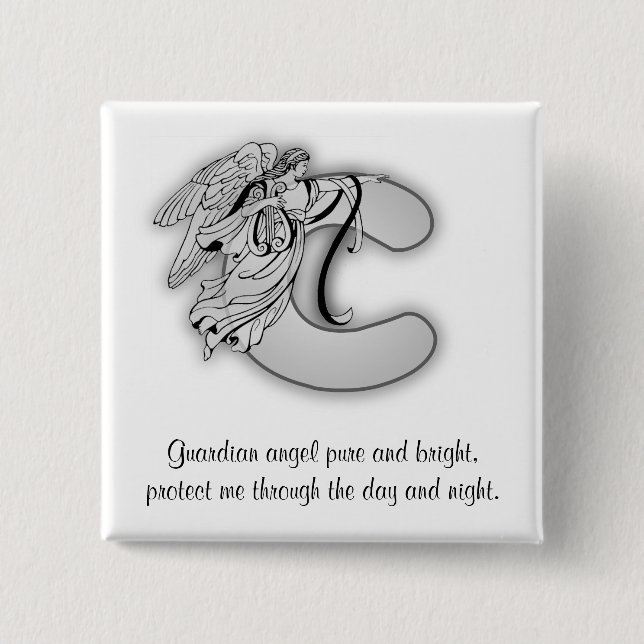 Letter C angel monogram alphabet Pinback Button (Front)