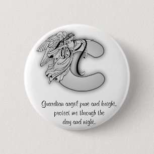 Letter C angel monogram alphabet Pinback Button
