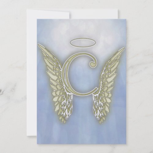 Letter C Angel Monogram Invitation