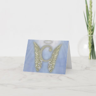 Letter C Angel Monogram Note Card