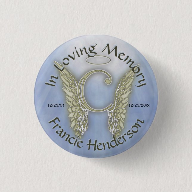 Letter C Angel Monogram Pinback Button (Front)