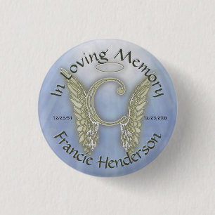 Letter C Angel Monogram Pinback Button
