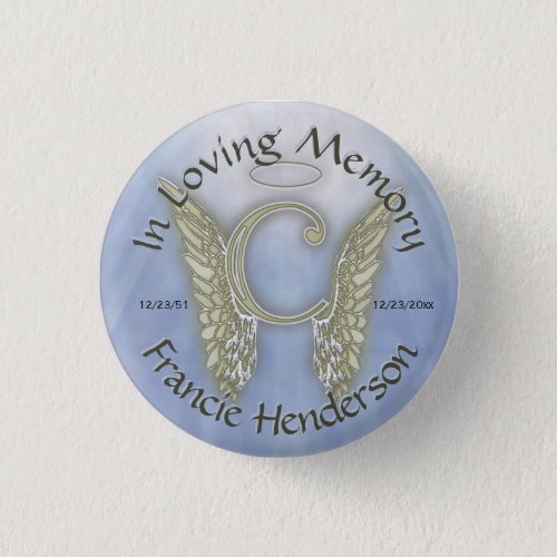 Letter C Angel Monogram Pinback Button