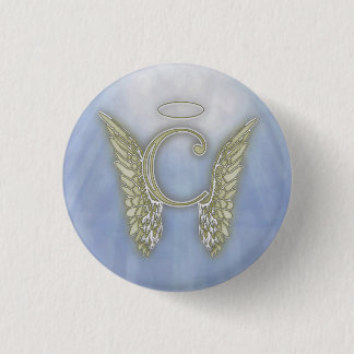 Letter C Angel Monogram Pinback Button
