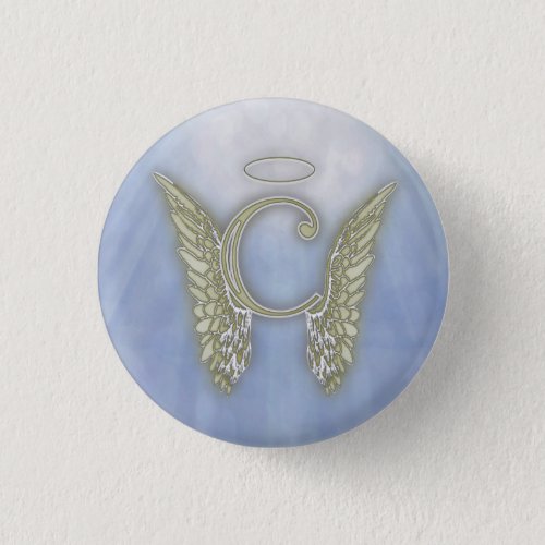 Letter C Angel Monogram Pinback Button