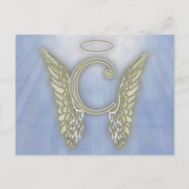 Letter C Angel Monogram Postcard (Front)