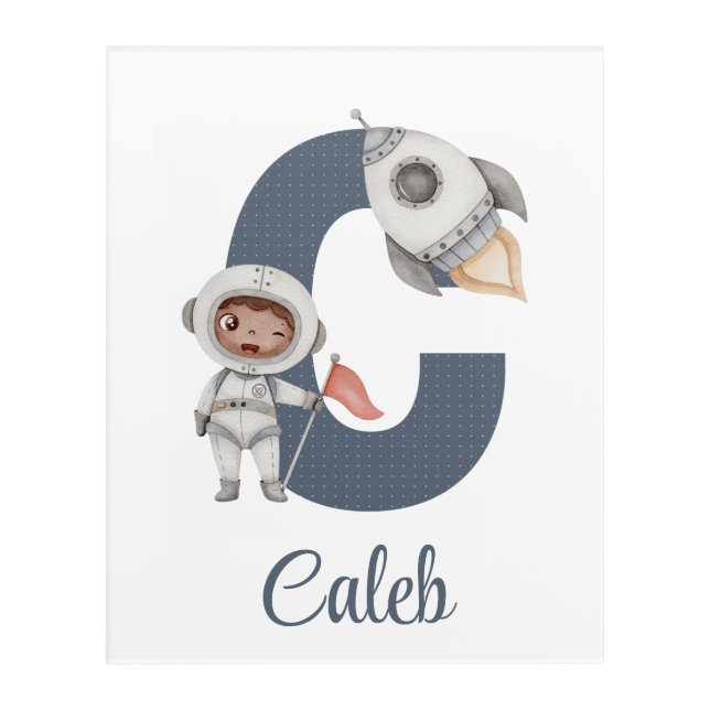 Letter C Astronaut Acrylic Wall Art (Front)
