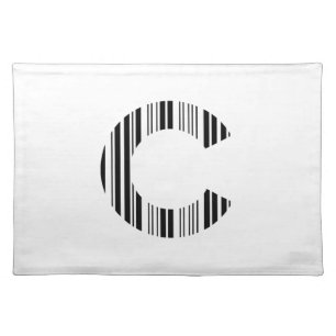 LETTER C BAR CODE First Initial Barcode Pattern Cloth Placemat