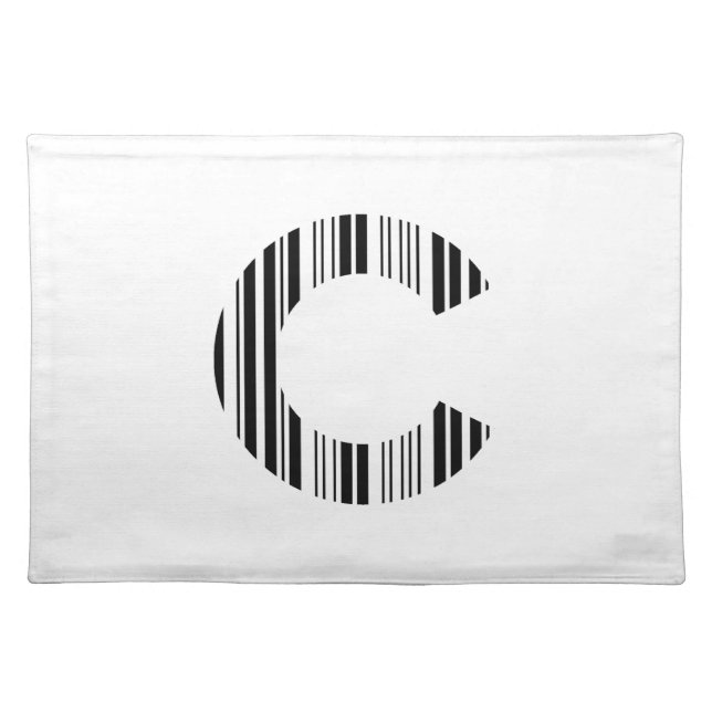 LETTER C BAR CODE First Initial Barcode Pattern Cloth Placemat (Front)
