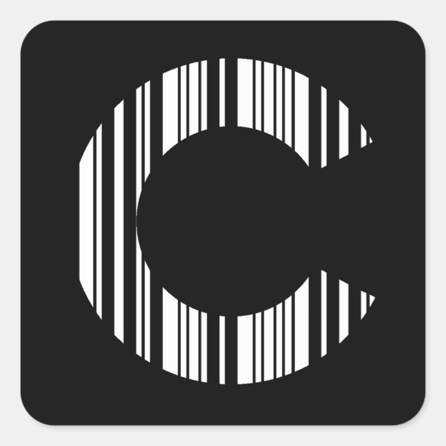 LETTER C BAR CODE First Initial Barcode Pattern Square Sticker (Front)