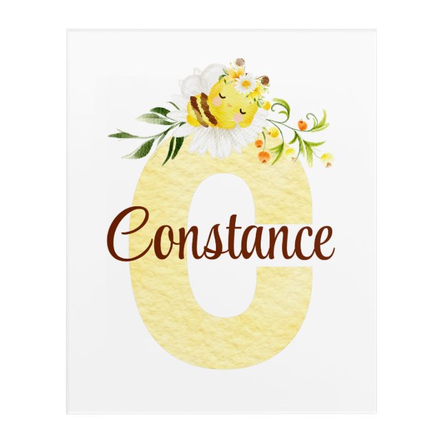 Letter C Bee Monogrammed Acrylic Wall Art (Front)