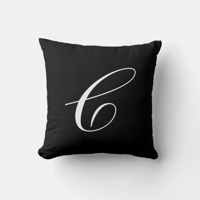 Letter C Black Monogram Pillow (Front)