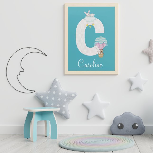 Letter C Bunny And Bear Acrylic Art Print  (Creator Uploaded)