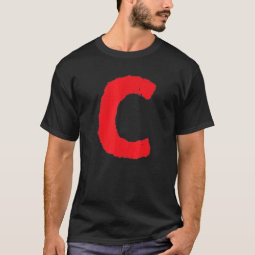 Letter C Capital Red Sketch Letters Initial Bold C T_Shirt