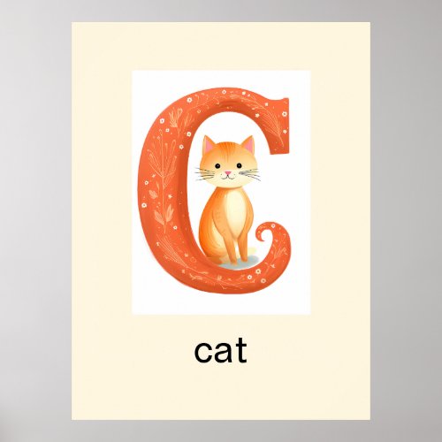 Letter C Cat Elementary Classroom Poster