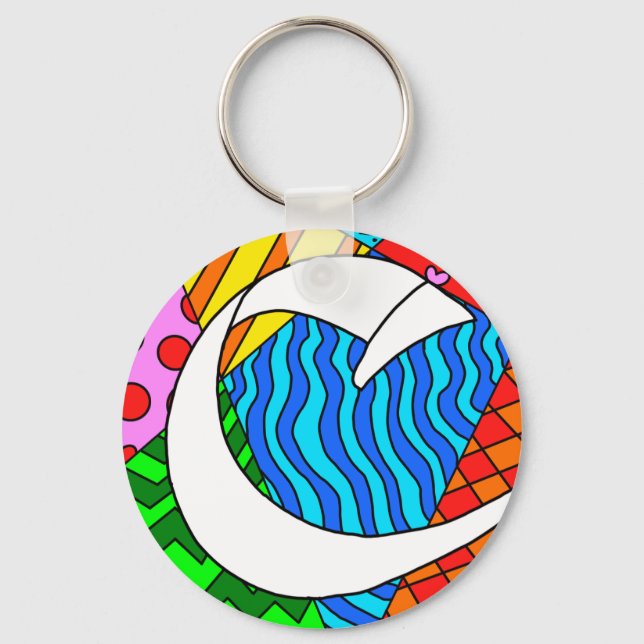 Letter C Colorful Doodles Keychain (Front)