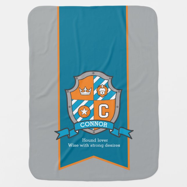 Letter C Connor custom name meaning baby blanket (Front)