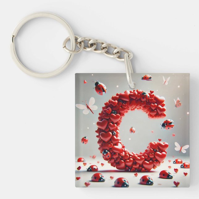 Letter C Creative Heart Cluster Keychain (Front)