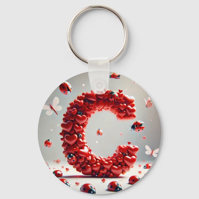Letter C Creative Heart Cluster Keychain (Front)