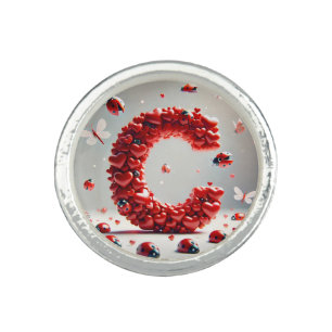 Letter C Creative Heart Cluster Ring