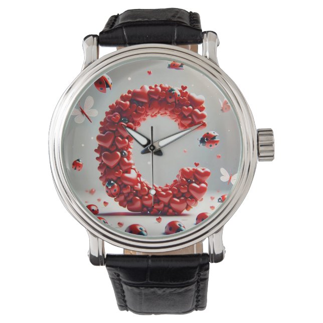 Letter C Creative Heart Cluster Watch (Front)