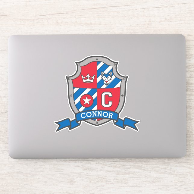 Letter C custom name Connor wolf knights crest Sticker (Computer)