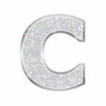 Letter C Cutout<br><div class="desc">Letter C silver faux glitter ornament</div>