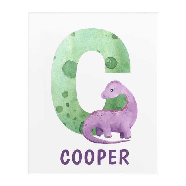 Letter C Dinosaur Nursery Acrylic Art  (Front)