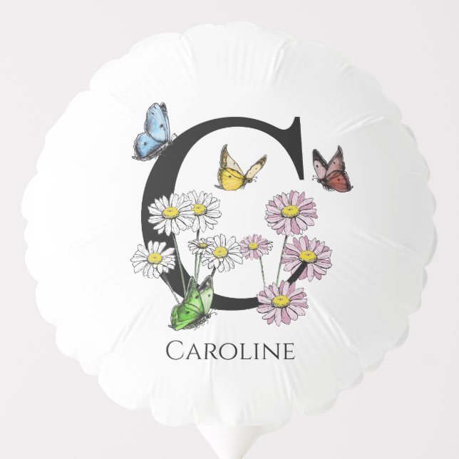 Letter C Floral Butterfly Monogram Initial     Balloon (Front)