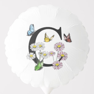 Letter C Floral Butterfly Monogram Initial     Balloon