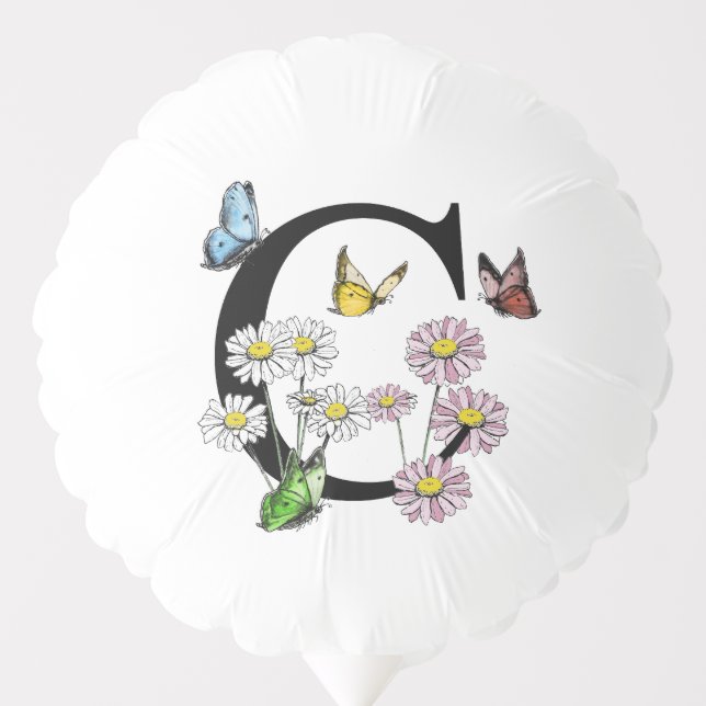 Letter C Floral Butterfly Monogram Initial     Balloon (Front)