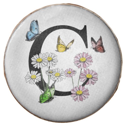 Letter C Floral Butterfly Monogram Initial    Chocolate Covered Oreo