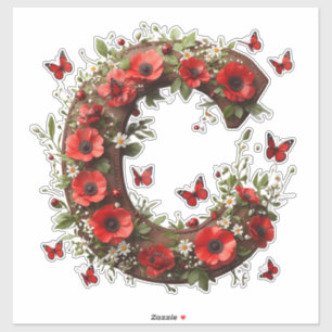 🐞 Letter C For Personalized Floral Crafts 🌺 Sticker