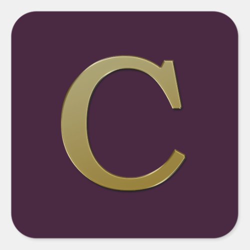 Letter C Gold Square Sticker