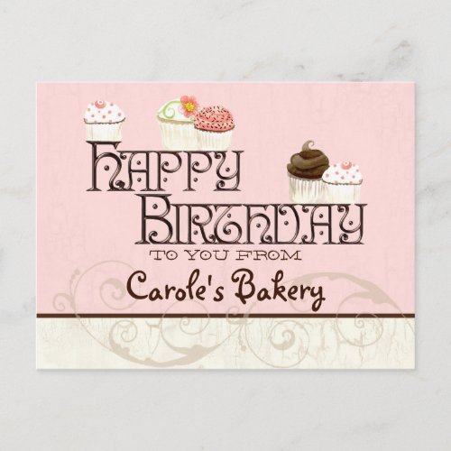 Letter C Happy Birthday Cupcake Business Postcard